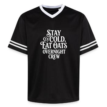 Overnight Oats Muesli Cereals Stay Cold Crew - Unisex Football Style Mesh T-Shirt - black/white - Front - AI Model Female 172 light (172cm) & AI Model Male 185 light (185cm)