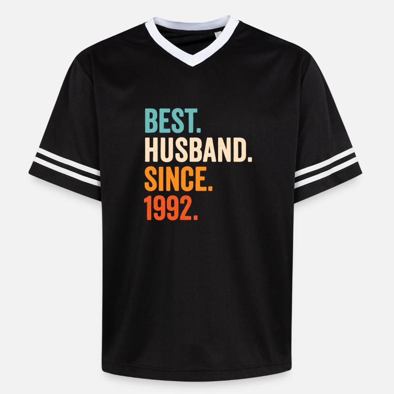 Bester Ehemann seit 1992 - Unisex Football Style Mesh T-Shirt - Schwarz/Weiß