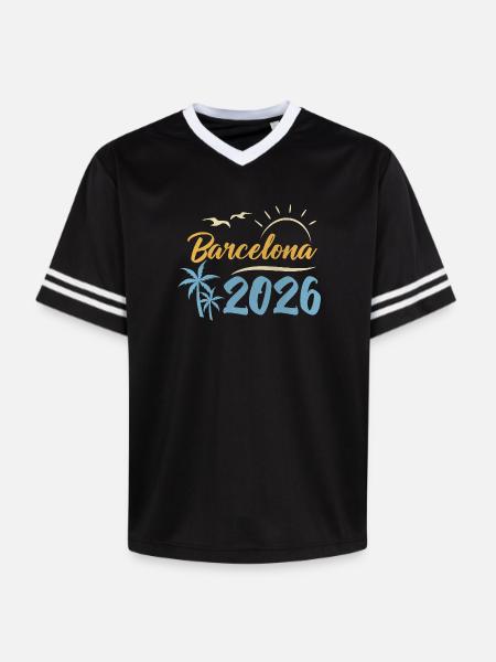 Barcelona 2026 - Unisex Football Style Mesh T-Shirt - Schwarz/Weiß
