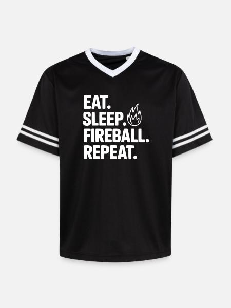 Eat. Sleep. Fireball. Repeat. - Unisex Football Style Mesh T-Shirt - black/white