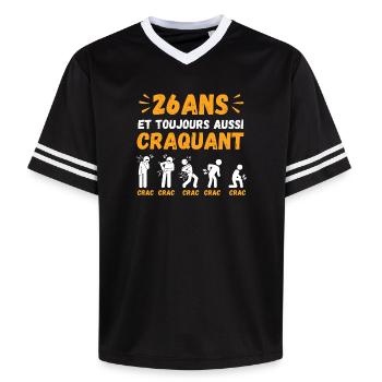 26 years old still as cute humor crack - Unisex Football Style Mesh T-Shirt - black/white - Front - AI Model Female 172 light (172cm) & AI Model Male 185 light (185cm)