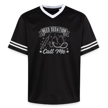 Anesthesiologist Need Sedation Anesthesia - Unisex Football Style Mesh T-Shirt - black/white - Front - AI Model Female 172 light (172cm) & AI Model Male 185 light (185cm)