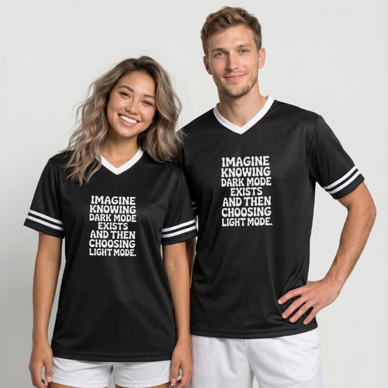 Dark Mode Exists Programmer IT Nerd Coder Office Unisex Football Style Mesh T-Shirt