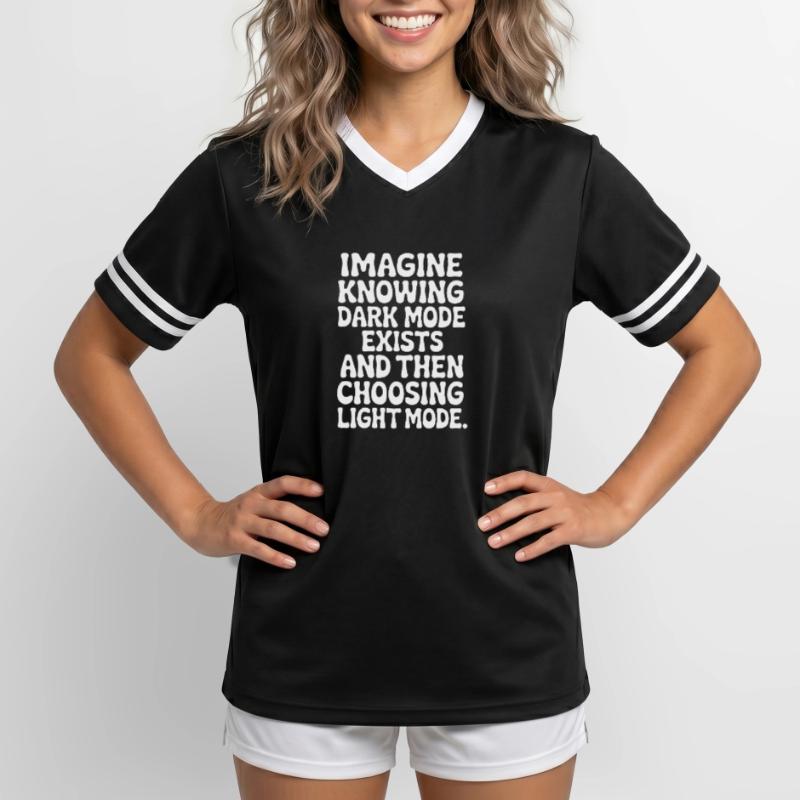 Dark Mode Exists Programmer IT Nerd Coder Office Unisex Football Style Mesh T-Shirt