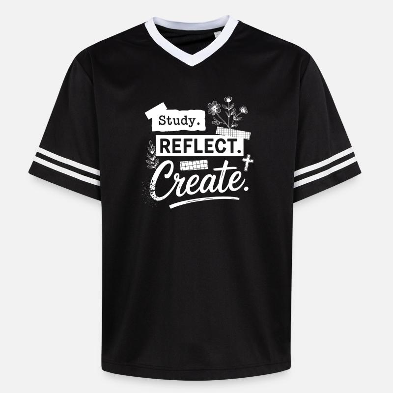 Study. Reflect. Create. - Unisex Football Style Mesh T-Shirt - black/white
