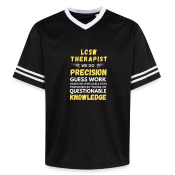 Thérapeute LCSW Précision Devinette Drôle Social - T-shirt de foot unisexe en mesh - noir/blanc - Devant - AI Model Female 172 light (172cm) & AI Model Male 185 light (185cm)
