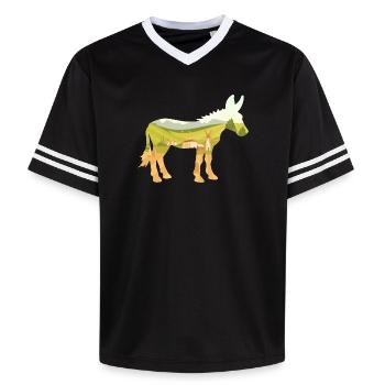 Fermier du village de l’âne - T-shirt de foot unisexe en mesh - noir/blanc - Devant - AI Model Female 172 light (172cm) & AI Model Male 185 light (185cm)