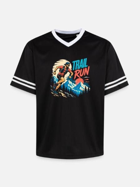 Trailrun - Unisex Football Style Mesh T-Shirt - Schwarz/Weiß