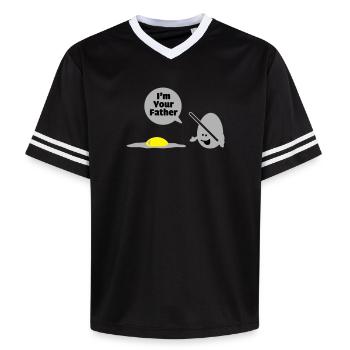 egg vader - Unisex Football Style Mesh T-Shirt - Schwarz/Weiß - Vorne - AI Model Female 172 light (172cm) & AI Model Male 185 light (185cm)