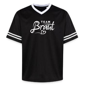 Team Braut - Junggesellinnen Abschied Bachelorette - Unisex Football Style Mesh T-Shirt - Schwarz/Weiß - Vorne - AI Model Female 172 light (172cm) & AI Model Male 185 light (185cm)