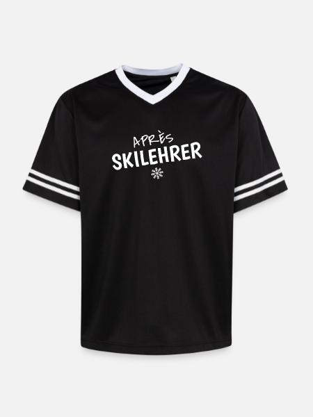 Après-Skilehrer – Witziger Ski Spruch - Unisex Football Style Mesh T-Shirt - Schwarz/Weiß
