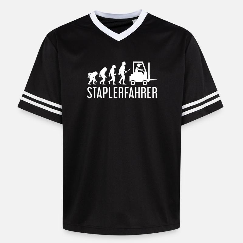 Staplerfahrer Evolution - Unisex Football Style Mesh T-Shirt - Schwarz/Weiß