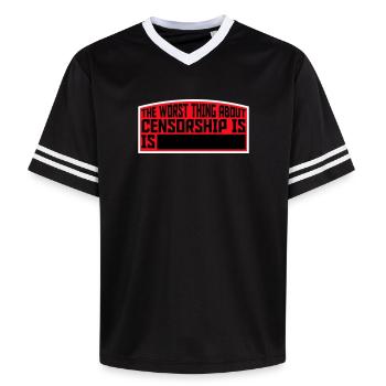 Le pire dans la censure, c’est l’ironie amusante - T-shirt de foot unisexe en mesh - noir/blanc - Devant - AI Model Female 172 light (172cm) & AI Model Male 185 light (185cm)
