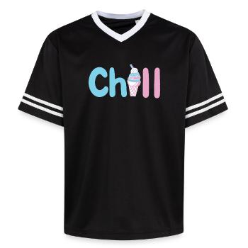 Eiscreme Sommer - Unisex Football Style Mesh T-Shirt - Schwarz/Weiß - Vorne - AI Model Female 172 light (172cm) & AI Model Male 185 light (185cm)