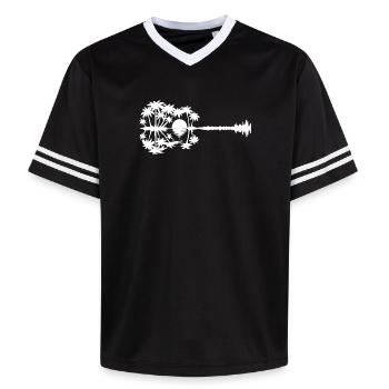 Silhouette de paradis au coucher du soleil - T-shirt de foot unisexe en mesh - noir/blanc - Devant - AI Model Female 172 light (172cm) & AI Model Male 185 light (185cm)