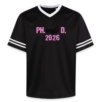 Doktor 2026 Abschluss Philister Dissertation Phd - Unisex Football Style Mesh T-Shirt - Schwarz/Weiß - Vorne - AI Model Female 172 light (172cm) & AI Model Male 185 light (185cm)