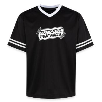 Professional Overthinker Lustig Grübeln Angst Logo - Unisex Football Style Mesh T-Shirt - Schwarz/Weiß - Vorne - AI Model Female 172 light (172cm) & AI Model Male 185 light (185cm)