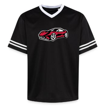 Voiture de sport ferari - T-shirt de foot unisexe en mesh - noir/blanc - Devant - AI Model Female 172 light (172cm) & AI Model Male 185 light (185cm)