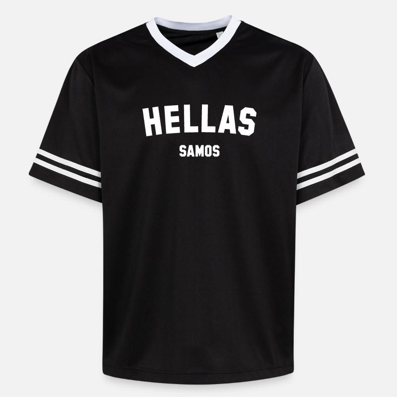 HELLAS SAMOS Grèce - T-shirt de foot unisexe en mesh - noir/blanc