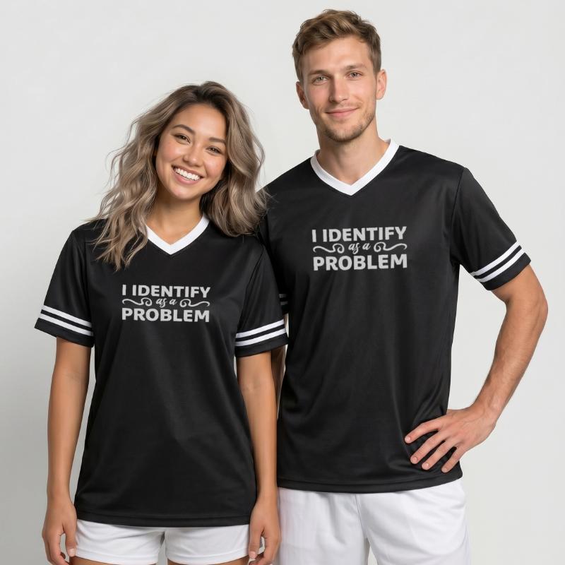 I Identify as a Problem Statement Cheeky Rebellious Unisex Football Style Mesh T-Shirt