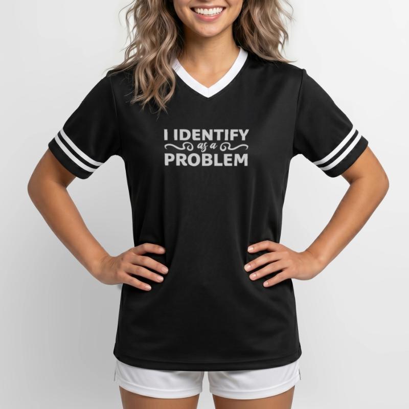 I Identify as a Problem Statement Cheeky Rebellious Unisex Football Style Mesh T-Shirt