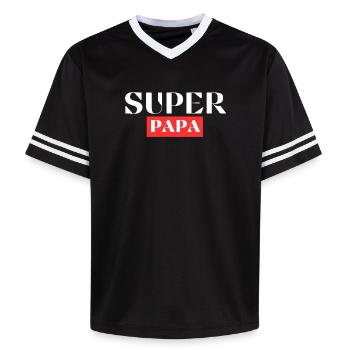 Super Dad Original Father's Day Gift - Unisex Football Style Mesh T-Shirt - black/white - Front - AI Model Female 172 light (172cm) & AI Model Male 185 light (185cm)