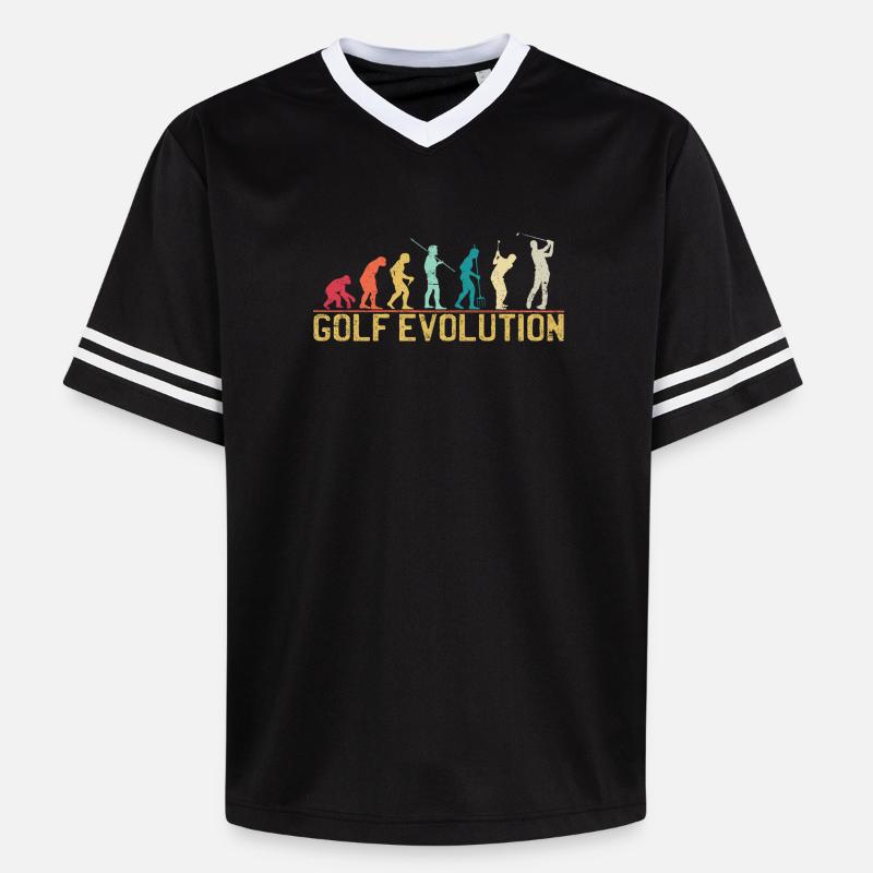 Golf Evolution Silhouette Design - Unisex Football Style Mesh T-Shirt - black/white