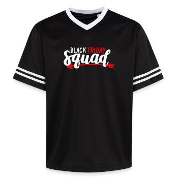 Black Friday Squad Tee - Unisex Football Style Mesh T-Shirt - black/white - Front - AI Model Female 172 light (172cm) & AI Model Male 185 light (185cm)