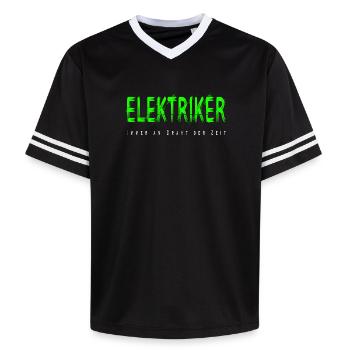 Elektriker Handwerker Design - Unisex Football Style Mesh T-Shirt - Schwarz/Weiß - Vorne - AI Model Female 172 light (172cm) & AI Model Male 185 light (185cm)