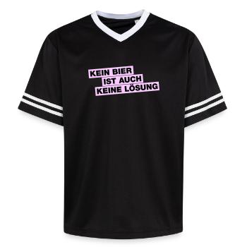 Kein Bier ist auch keine Lösung - Unisex Football Style Mesh T-Shirt - Schwarz/Weiß - Vorne - AI Model Female 172 light (172cm) & AI Model Male 185 light (185cm)