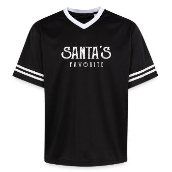 Der Liebling des Weihnachtsmanns - Unisex Football Style Mesh T-Shirt - Schwarz/Weiß - Vorne - AI Model Female 172 light (172cm) & AI Model Male 185 light (185cm)