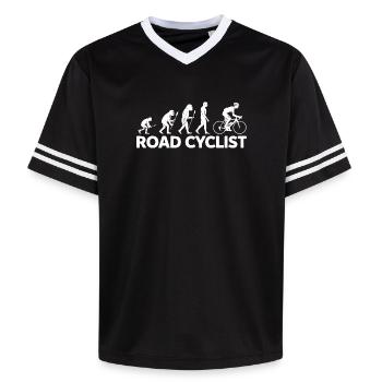Evolution of a Road Cyclist Silhouette - Unisex Football Style Mesh T-Shirt - black/white - Front - AI Model Female 172 light (172cm) & AI Model Male 185 light (185cm)