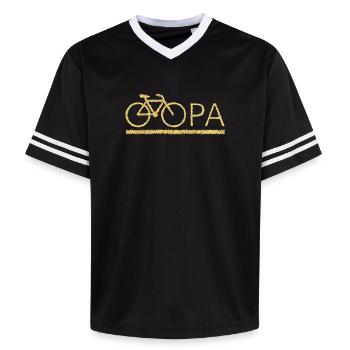 bester Opa Fahrrad Mountainbike Radeln Kritzeln - Unisex Football Style Mesh T-Shirt - Schwarz/Weiß - Vorne - AI Model Female 172 light (172cm) & AI Model Male 185 light (185cm)
