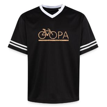bester Opa Fahrrad Mountainbike Radeln Kritzeln - Unisex Football Style Mesh T-Shirt - Schwarz/Weiß - Vorne - AI Model Female 172 light (172cm) & AI Model Male 185 light (185cm)