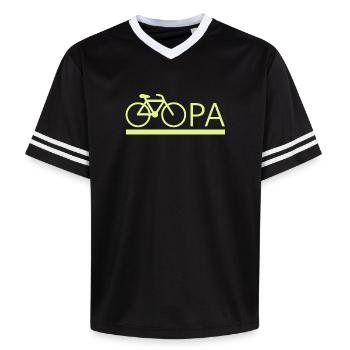 bester Opa Fahrrad Mountainbike Radeln Kritzeln - Unisex Football Style Mesh T-Shirt - Schwarz/Weiß - Vorne - AI Model Female 172 light (172cm) & AI Model Male 185 light (185cm)