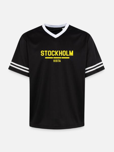 T-Shirt mit Stockholmer Sarg-Design - Unisex Football Style Mesh T-Shirt - Schwarz/Weiß