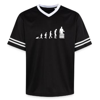 Evolution from baby to bricklayer / profession - Unisex Football Style Mesh T-Shirt - black/white - Front - AI Model Female 172 light (172cm) & AI Model Male 185 light (185cm)
