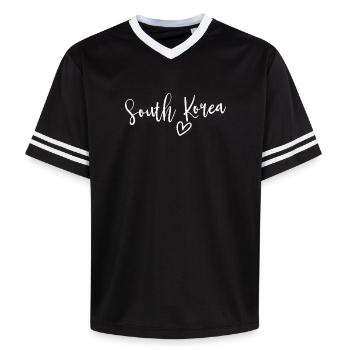 Südkorea Herz Frauenliebe Südkorea - Unisex Football Style Mesh T-Shirt - Schwarz/Weiß - Vorne - AI Model Female 172 light (172cm) & AI Model Male 185 light (185cm)