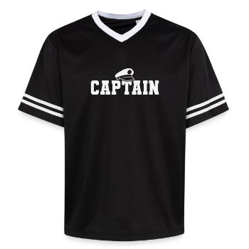 Captain Boating Sailor Sailing Nautical Boat - Unisex Football Style Mesh T-Shirt - black/white - Front - AI Model Female 172 light (172cm) & AI Model Male 185 light (185cm)