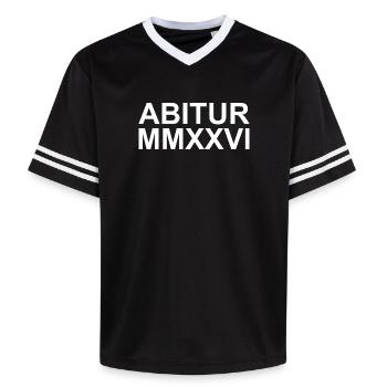 Abi 2026 - MMXXVI - Unisex Football Style Mesh T-Shirt - Schwarz/Weiß - Vorne - AI Model Female 172 light (172cm) & AI Model Male 185 light (185cm)