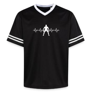 Torwart Fußball EKG Herzschlag - Unisex Football Style Mesh T-Shirt - Schwarz/Weiß - Vorne - AI Model Female 172 light (172cm) & AI Model Male 185 light (185cm)
