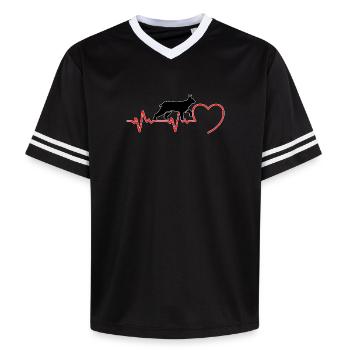 Der Luchs Katze ein Herzschlag in Liebe - Unisex Football Style Mesh T-Shirt - Schwarz/Weiß - Vorne - AI Model Female 172 light (172cm) & AI Model Male 185 light (185cm)