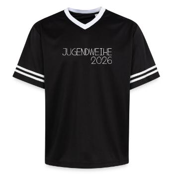 Consécration des jeunes 2026 - T-shirt de foot unisexe en mesh - noir/blanc - Devant - AI Model Female 172 light (172cm) & AI Model Male 185 light (185cm)