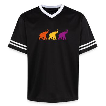 Trois éléphants aiment la méditation yoga inde - T-shirt de foot unisexe en mesh - noir/blanc - Devant - AI Model Female 172 light (172cm) & AI Model Male 185 light (185cm)