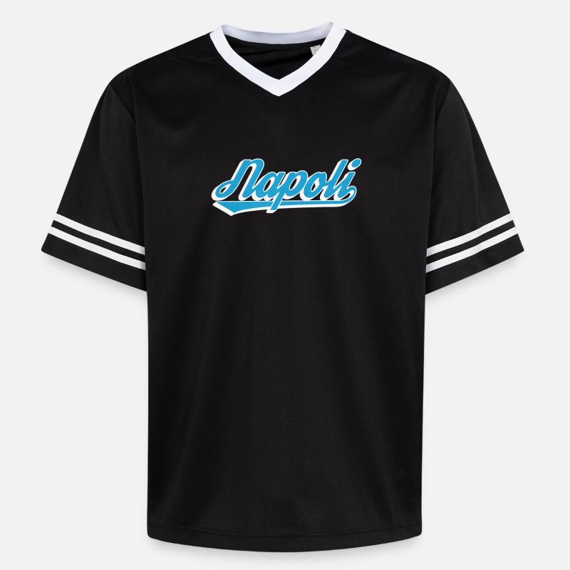 Napoli Rétro Script Blue - T-shirt de foot unisexe en mesh - noir/blanc
