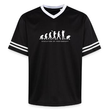 Evolution of photography 3 - Unisex Football Style Mesh T-Shirt - black/white - Front - AI Model Female 172 light (172cm) & AI Model Male 185 light (185cm)
