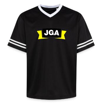 Emblème / Logo de l’enterrement de vie de garçon - T-shirt de foot unisexe en mesh - noir/blanc - Devant - AI Model Female 172 light (172cm) & AI Model Male 185 light (185cm)