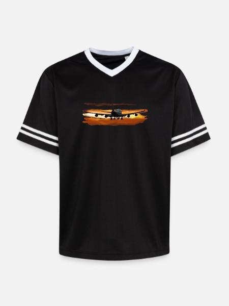 Passagierflugzeug - Unisex Football Style Mesh T-Shirt - Schwarz/Weiß