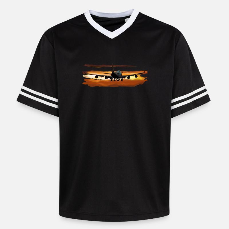 Passagierflugzeug - Unisex Football Style Mesh T-Shirt - Schwarz/Weiß