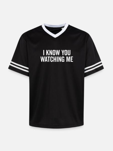 I Know You Watching Me - Unisex Football Style Mesh T-Shirt - black/white